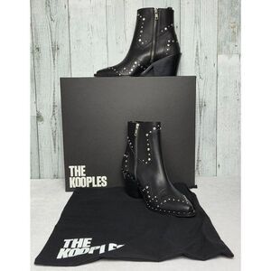 The Kooples Santiag Studded Leather Boots Booties Size EU 37 / US 7 NiB